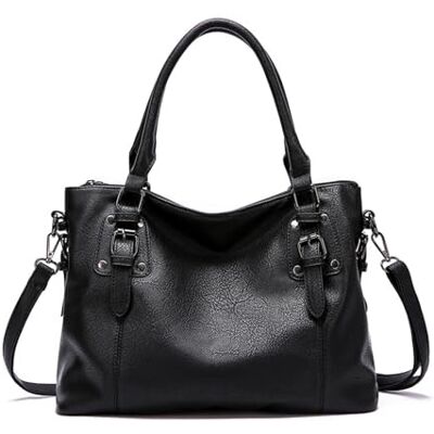 NICOLE & DORIS Sac Fourre Tout Femme Grand Sac a Main Rétro Sac Cabas Bandoulière en Cuir Souple PU Sacs Portés Epaule Hobo Bag pour le Travail Shopping Voyage Noir - Publicité NICOLE & DORIS Sac Fourre Tout Femme Grand Sac a Main Rétro Sac Cabas Bandoulière en Cuir Souple PU Sacs Portés Epaule Hobo Bag pour le Travail Shopping Voyage Noir - Publicité