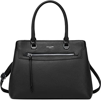 David Jones Sac à Main Femme Elégant Cabas Fourre-Tout Simili Cuir PU Porté Epaule Bandoulière Tote Shopper Plusieurs Compartiments Mode Ville Dame Chic Original Tendance Noir - Publicité David Jones Sac à Main Femme Elégant Cabas Fourre-Tout Simili Cuir PU Porté Epaule Bandoulière Tote Shopper Plusieurs Compartiments Mode Ville Dame Chic Original Tendance Noir - Publicité