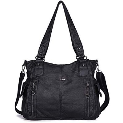 Angel Kiss Angelkiss 2 Sacs à Main Femmes Cuir Sacs Portés Main Bourses en Cuir Lavé Top Zippers Multi Pockets Sacs à Bandoulière - Publicité Angel Kiss Angelkiss 2 Sacs à Main Femmes Cuir Sacs Portés Main Bourses en Cuir Lavé Top Zippers Multi Pockets Sacs à Bandoulière - Publicité