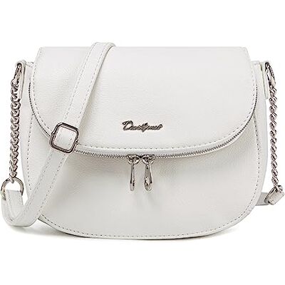 David Jones Petite Besace Femme Sac Bandoulière Chaînes Cuir PU Porté Epaule Pochette Sacoche Zip à Rabat 2 Compartiments Téléphone Voyage Travail Shopping Elégant Blanc - Publicité David Jones Petite Besace Femme Sac Bandoulière Chaînes Cuir PU Porté Epaule Pochette Sacoche Zip à Rabat 2 Compartiments Téléphone Voyage Travail Shopping Elégant Blanc - Publicité