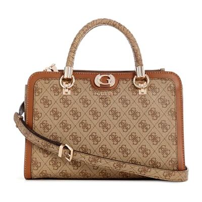 Guess Orlina Logo Society Satchel Latte Logo/Brown - Publicité Guess Orlina Logo Society Satchel Latte Logo/Brown - Publicité