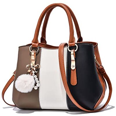 NICOLE & DORIS Sac à Main Mode Sac Bandoulière Femmes Sac Fourre Tout Multicolore Sac Tote PU Cuir Sac Crossbody Shopping Bag Marron - Publicité NICOLE & DORIS Sac à Main Mode Sac Bandoulière Femmes Sac Fourre Tout Multicolore Sac Tote PU Cuir Sac Crossbody Shopping Bag Marron - Publicité