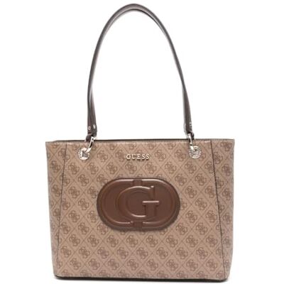 Guess Eco Mietta Noel Tote Latte Logo/Brown - Publicité Guess Eco Mietta Noel Tote Latte Logo/Brown - Publicité