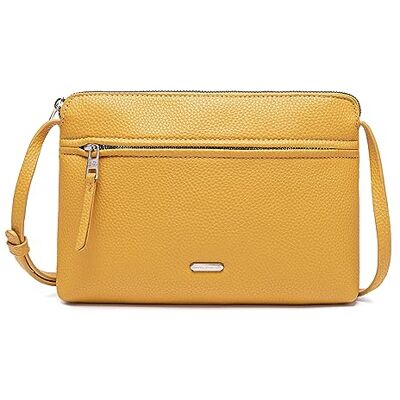 David Jones Sac Bandoulière Femme Sacoche Plate Petit Sac à Main Porté Epaule Simili Cuir PU Besace Pochette Ville Classique Elégant 2 Compartiments Sac Téléphone Shopping Voyage Jaune - Publicité David Jones Sac Bandoulière Femme Sacoche Plate Petit Sac à Main Porté Epaule Simili Cuir PU Besace Pochette Ville Classique Elégant 2 Compartiments Sac Téléphone Shopping Voyage Jaune - Publicité