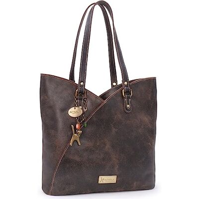 Tigi Collection Handbags Grand Cabas Femme Sac Fourre Tout Fermeture Éclair Sac à Main Porté Épaule Tulipe Cuir Veilli Marron - Publicité Tigi Collection Handbags Grand Cabas Femme Sac Fourre Tout Fermeture Éclair Sac à Main Porté Épaule Tulipe Cuir Veilli Marron - Publicité