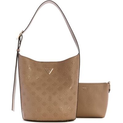 Guess sac à épaule sac d’accessoires Cresidia II Bucket Bag Dark Taupe Logo - Publicité Guess sac à épaule sac d’accessoires Cresidia II Bucket Bag Dark Taupe Logo - Publicité