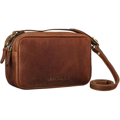 STILORD Vintage Petit Sac Bandoulière Femme Cuir Sac Épaule Cuir Véritable Sac à Main Femme Sac de soirée élégant Besace Pratique Pochette Couleur:Kara Cognac - Publicité STILORD Vintage Petit Sac Bandoulière Femme Cuir Sac Épaule Cuir Véritable Sac à Main Femme Sac de soirée élégant Besace Pratique Pochette Couleur:Kara Cognac - Publicité