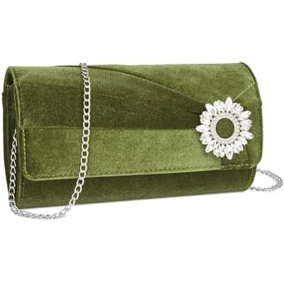Miss Lulu Clutch femme luxe velours cristaux Pochette cérémonie chaîne ajustable 2025, sac à main soirée pour mariage, cocktail et événement chic - Publicité Miss Lulu Clutch femme luxe velours cristaux Pochette cérémonie chaîne ajustable 2025, sac à main soirée pour mariage, cocktail et événement chic - Publicité
