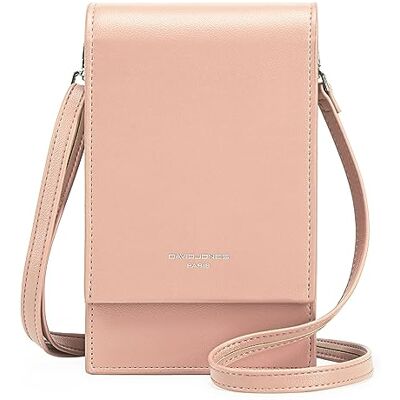 David Jones Sac Bandoulière Téléphone Portable Femme Petit Sac à Main Porté Epaule Mini Pochette Sacoche Elégant Simili Cuir PU Ville Travail Voyage Soirée Rose - Publicité David Jones Sac Bandoulière Téléphone Portable Femme Petit Sac à Main Porté Epaule Mini Pochette Sacoche Elégant Simili Cuir PU Ville Travail Voyage Soirée Rose - Publicité