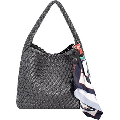 David Jones Sac femme tressé à la main, sac cabas similicuir, porté épaule ou main, sac intérieur tissu, petit moyen grand format (Noir-Petit) - Publicité David Jones Sac femme tressé à la main, sac cabas similicuir, porté épaule ou main, sac intérieur tissu, petit moyen grand format (Noir-Petit) - Publicité