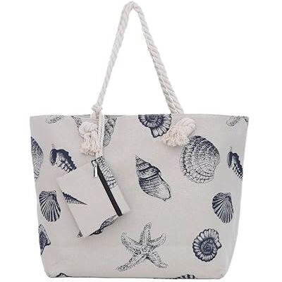 DonDon Sac de Plage Gros avec Fermeture à glissière 58 x 38 x 18 cm Style marinière Coquillage Couleurs Naturelles Yacht Style - Publicité DonDon Sac de Plage Gros avec Fermeture à glissière 58 x 38 x 18 cm Style marinière Coquillage Couleurs Naturelles Yacht Style - Publicité
