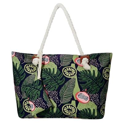 DonDon Grand sac de plage imperméable avec fermeture à glissière Sac shopping à bandoulière Fruits tropicaux - Publicité DonDon Grand sac de plage imperméable avec fermeture à glissière Sac shopping à bandoulière Fruits tropicaux - Publicité