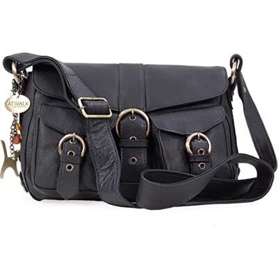 Tigi Collection Handbags Sac Bandoulière Femme Cuir Sac Besace Moyen Messenger Bag Avec Bandoulière Réglable Noir - Publicité Tigi Collection Handbags Sac Bandoulière Femme Cuir Sac Besace Moyen Messenger Bag Avec Bandoulière Réglable Noir - Publicité