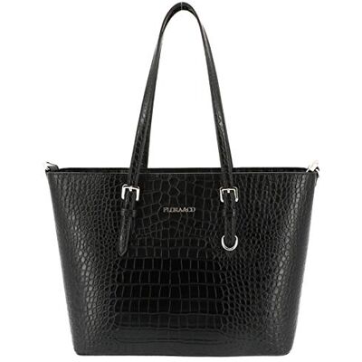 flora & co Sac à Main Femme Avec Bandoulière Porté Epaule Croisé Grande Cabas Fourre-tout Cours Format A4 Sac de Ville Shopping Taille XL Similicuir Croco Brillant Chic Tendence Noir - Publicité flora & co Sac à Main Femme Avec Bandoulière Porté Epaule Croisé Grande Cabas Fourre-tout Cours Format A4 Sac de Ville Shopping Taille XL Similicuir Croco Brillant Chic Tendence Noir - Publicité