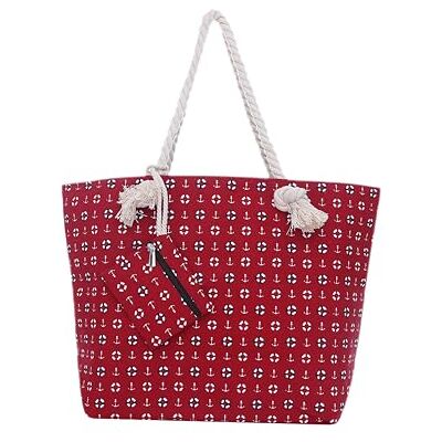 DonDon Sac de Plage Gros avec Fermeture à glissière 58 x 38 x 18 cm Style marinière Rouge - Publicité DonDon Sac de Plage Gros avec Fermeture à glissière 58 x 38 x 18 cm Style marinière Rouge - Publicité
