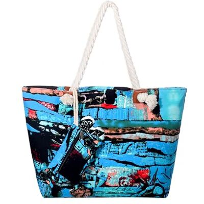 DonDon Grand sac de plage hydrofuge avec fermeture à glissière Sac shopping à bandoulière Abstract Art - Publicité DonDon Grand sac de plage hydrofuge avec fermeture à glissière Sac shopping à bandoulière Abstract Art - Publicité