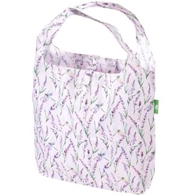 ECO CHIC Sac fourre-tout léger pliable réutilisable résistant à l'eau, Lavande avec libellule lilas - Publicité ECO CHIC Sac fourre-tout léger pliable réutilisable résistant à l'eau, Lavande avec libellule lilas - Publicité