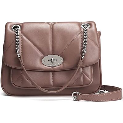 David Jones Sac Bandoulière Matelassé Femme Sac à Main Chaînes Porté Epaule Simili Cuir PU Besace Rabat Tourniquet Pochette Cartable Taille Moyenne Sac Elegant Mode Tendance Chic Rose - Publicité David Jones Sac Bandoulière Matelassé Femme Sac à Main Chaînes Porté Epaule Simili Cuir PU Besace Rabat Tourniquet Pochette Cartable Taille Moyenne Sac Elegant Mode Tendance Chic Rose - Publicité