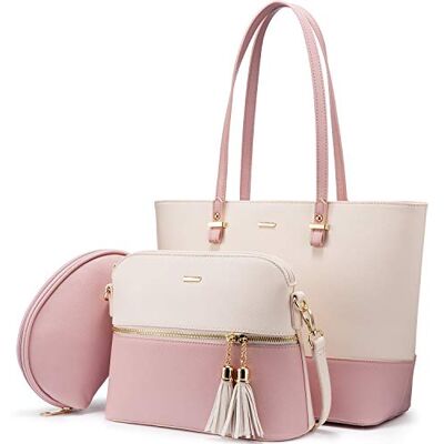 LOVEVOOK Sac à Main Femme Sac à épaule Sac à bandoulière femme Grand sac fourre-tout pour femme pour Collège Affaires, Ensemble 3 pièces sac à main Cuir PU végétalien Rose Abricot - Publicité LOVEVOOK Sac à Main Femme Sac à épaule Sac à bandoulière femme Grand sac fourre-tout pour femme pour Collège Affaires, Ensemble 3 pièces sac à main Cuir PU végétalien Rose Abricot - Publicité