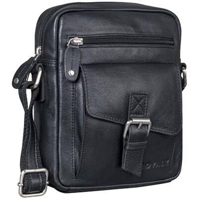 ROYALZ 'Knoxville' Petit sac en cuir hommes Sac à bandoulière vintage Mini sac homme messager bag, Couleur:Noir - Publicité ROYALZ 'Knoxville' Petit sac en cuir hommes Sac à bandoulière vintage Mini sac homme messager bag, Couleur:Noir - Publicité