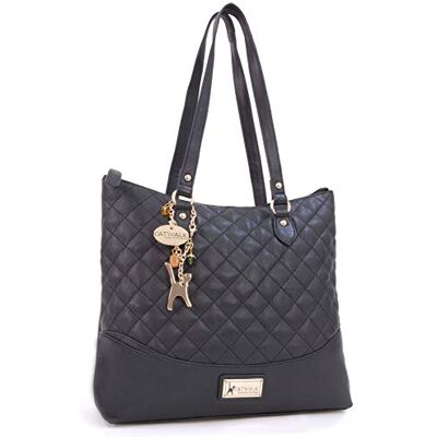 Tigi Collection Handbags Sac Porté Èpaule Femme Cuir Sac Cabas Matelassé Sac Fourre Tout Fermeture Éclair Grand/Moyen SOFIA Noir Or - Publicité Tigi Collection Handbags Sac Porté Èpaule Femme Cuir Sac Cabas Matelassé Sac Fourre Tout Fermeture Éclair Grand/Moyen SOFIA Noir Or - Publicité