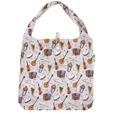 ECO CHIC Sac fourre-tout léger pliable réutilisable résistant à l'eau, Gris Musique - Publicité ECO CHIC Sac fourre-tout léger pliable réutilisable résistant à l'eau, Gris Musique - Publicité