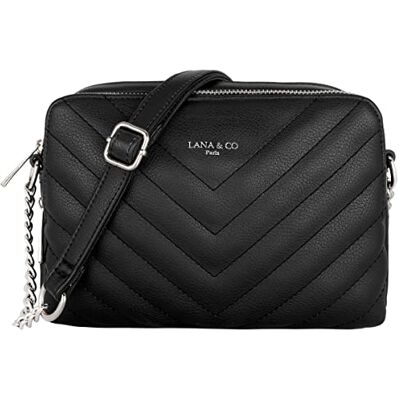 CRAZYCHIC Sac Bandoulière Matelassé Femme Petit Sac à Main Chaîne Porté Epaule Cuir PU Pochette Rectangle 2 Compartiments Zip Besace Sacoche Ville Shopping Soirée Tendance Noir - Publicité CRAZYCHIC Sac Bandoulière Matelassé Femme Petit Sac à Main Chaîne Porté Epaule Cuir PU Pochette Rectangle 2 Compartiments Zip Besace Sacoche Ville Shopping Soirée Tendance Noir - Publicité
