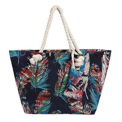 DonDon Grand sac de plage imperméable avec fermeture à glissière Sac shopping à bandoulière plumes colorées - Publicité DonDon Grand sac de plage imperméable avec fermeture à glissière Sac shopping à bandoulière plumes colorées - Publicité