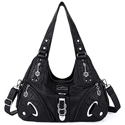 Angel Kiss Two Top Zippers Closure Multiple Pockets Handbags Washed Leather Purses Shoulder Handbags AK11282 (Brown) … - Publicité Angel Kiss Two Top Zippers Closure Multiple Pockets Handbags Washed Leather Purses Shoulder Handbags AK11282 (Brown) … - Publicité