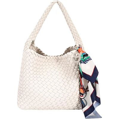 David Jones Sac femme tressé à la main, sac cabas similicuir, porté épaule ou main, sac intérieur tissu, petit moyen grand format (Almond Milk-Petit) - Publicité David Jones Sac femme tressé à la main, sac cabas similicuir, porté épaule ou main, sac intérieur tissu, petit moyen grand format (Almond Milk-Petit) - Publicité