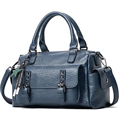 NICOLE & DORIS Sac Bandoulière Femme Sac a Main Cuir Souple Sacs Portés Epaule Rétro Sacoche Messenger Sac Crossbody Femme Sac Fourre Tout Poches Multiples Bleu - Publicité NICOLE & DORIS Sac Bandoulière Femme Sac a Main Cuir Souple Sacs Portés Epaule Rétro Sacoche Messenger Sac Crossbody Femme Sac Fourre Tout Poches Multiples Bleu - Publicité
