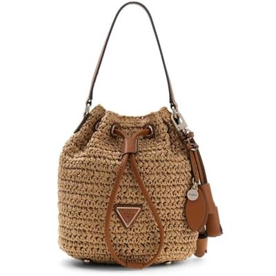 Guess sac à épaule bandoulière sac à main Ofelia Top Handle Bucket Natural/Cognac marron clair - Publicité Guess sac à épaule bandoulière sac à main Ofelia Top Handle Bucket Natural/Cognac marron clair - Publicité
