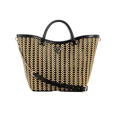 Guess Femmes Atalia Tote Sac de Transport, Naturel/Noir, Taille Unique - Publicité Guess Femmes Atalia Tote Sac de Transport, Naturel/Noir, Taille Unique - Publicité