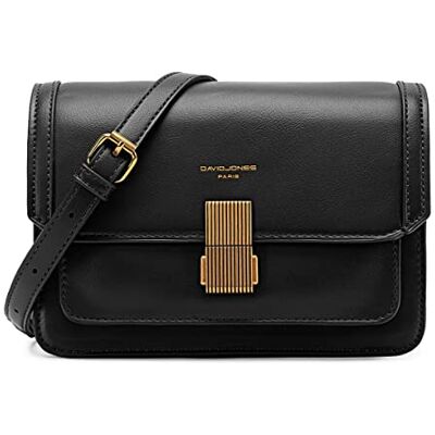 David Jones Petit Sac Bandoulière Femme Simili Cuir PU Rigide Pochette à Rabat Besace Ville Soirée Shopping Téléphone Mode Elégant Noir - Publicité David Jones Petit Sac Bandoulière Femme Simili Cuir PU Rigide Pochette à Rabat Besace Ville Soirée Shopping Téléphone Mode Elégant Noir - Publicité