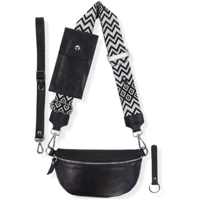 Blade Sac Banane pour Femme en Cuir véritable, Sac à bandoulière élégant pour Femme, avec 2 Bretelles réglables Amovibles Poche Poitrine pour Femme, Noir en Option 6, M - Publicité Blade Sac Banane pour Femme en Cuir véritable, Sac à bandoulière élégant pour Femme, avec 2 Bretelles réglables Amovibles Poche Poitrine pour Femme, Noir en Option 6, M - Publicité