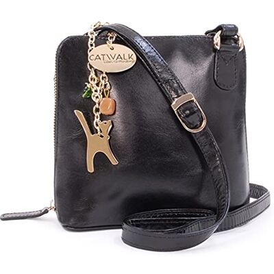 Tigi Collection Handbags Mini Sac Bandoulière Femme Cuir Petit Sac à Main Sac Porté Croisé Avec Bandoulière Réglable LENA Noir Or - Publicité Tigi Collection Handbags Mini Sac Bandoulière Femme Cuir Petit Sac à Main Sac Porté Croisé Avec Bandoulière Réglable LENA Noir Or - Publicité