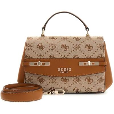 Guess sac à main sac à épaule bandoulière Melinda Logo Top Handle Bag Latte Logo marron clair - Publicité Guess sac à main sac à épaule bandoulière Melinda Logo Top Handle Bag Latte Logo marron clair - Publicité