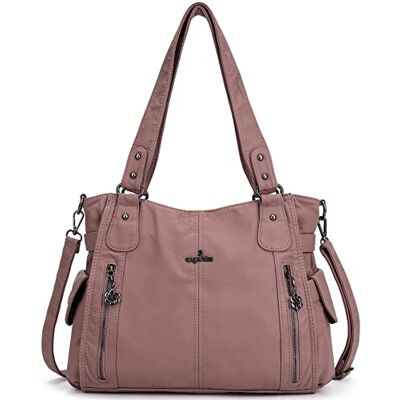 Angel Kiss 2 Sacs à Main Femmes Cuir Sacs Portés Main Bourses en Cuir Lavé Top Zippers Multi Pockets Sacs à Bandoulière - Publicité Angel Kiss 2 Sacs à Main Femmes Cuir Sacs Portés Main Bourses en Cuir Lavé Top Zippers Multi Pockets Sacs à Bandoulière - Publicité