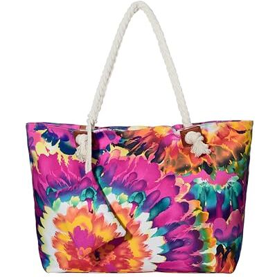 DonDon Grand sac de plage imperméable avec fermeture à glissière Sac shopping à bandoulière Vieille fleur motif aquarelle - Publicité DonDon Grand sac de plage imperméable avec fermeture à glissière Sac shopping à bandoulière Vieille fleur motif aquarelle - Publicité