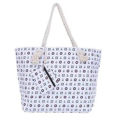 DonDon Sac de Plage Gros avec Fermeture à glissière 58 x 38 x 18 cm Style marinière Blanc - Publicité DonDon Sac de Plage Gros avec Fermeture à glissière 58 x 38 x 18 cm Style marinière Blanc - Publicité