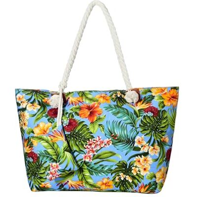 DonDon Grand sac de plage imperméable avec fermeture à glissière Sac shopping à bandoulière Fleurs des mers du Sud - Publicité DonDon Grand sac de plage imperméable avec fermeture à glissière Sac shopping à bandoulière Fleurs des mers du Sud - Publicité