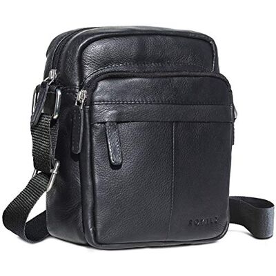 ROYALZ 'Phoenix' Sac à Main Bandoulière Petit Homme Sacoche Cuir Véritable Vintage Messager Besace Sac à l'épaule, Couleur:Noir - Publicité ROYALZ 'Phoenix' Sac à Main Bandoulière Petit Homme Sacoche Cuir Véritable Vintage Messager Besace Sac à l'épaule, Couleur:Noir - Publicité