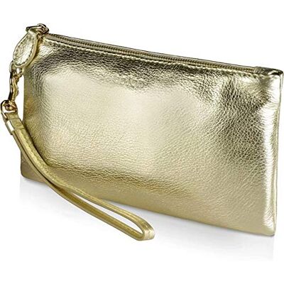 befen Sac à main en cuir pour femme avec dragonne et bandoulière en cuir d'agneau matelassé, Doré 【Bracelet 100 % cuir véritable】, S, Bohème - Publicité befen Sac à main en cuir pour femme avec dragonne et bandoulière en cuir d'agneau matelassé, Doré 【Bracelet 100 % cuir véritable】, S, Bohème - Publicité