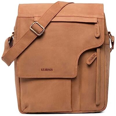 LEABAGS Sac bandoulière pour hommes et femmes Sac ordinateur portable en cuir véritable 13" Sac messager avec bandoulière Sac à main Sac de travail Sac de transport Naturel brun clair - Publicité LEABAGS Sac bandoulière pour hommes et femmes Sac ordinateur portable en cuir véritable 13" Sac messager avec bandoulière Sac à main Sac de travail Sac de transport Naturel brun clair - Publicité