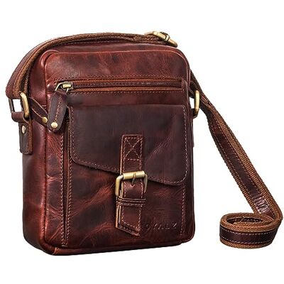 ROYALZ 'Knoxville' Petit sac en cuir hommes Sac à bandoulière vintage Mini sac homme messager bag, Couleur:Marron Cognac Roma - Publicité ROYALZ 'Knoxville' Petit sac en cuir hommes Sac à bandoulière vintage Mini sac homme messager bag, Couleur:Marron Cognac Roma - Publicité