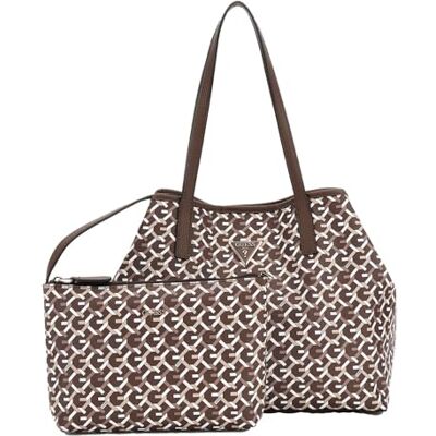 Guess Vikky II Tote Bag Brown Multi Logo - Publicité Guess Vikky II Tote Bag Brown Multi Logo - Publicité