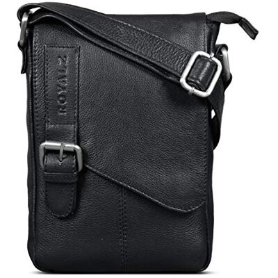 ROYALZ 'Louisiana' Sacoche Homme Bandoulière Cuir Véritable Petit Sac d'épaule Sac Messager Vintage, Couleur:Noir - Publicité ROYALZ 'Louisiana' Sacoche Homme Bandoulière Cuir Véritable Petit Sac d'épaule Sac Messager Vintage, Couleur:Noir - Publicité