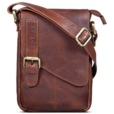 ROYALZ 'Louisiana' Sacoche Homme Bandoulière Cuir Véritable Petit Sac d'épaule Sac Messager Vintage, Couleur:Marron Cognac Roma - Publicité ROYALZ 'Louisiana' Sacoche Homme Bandoulière Cuir Véritable Petit Sac d'épaule Sac Messager Vintage, Couleur:Marron Cognac Roma - Publicité