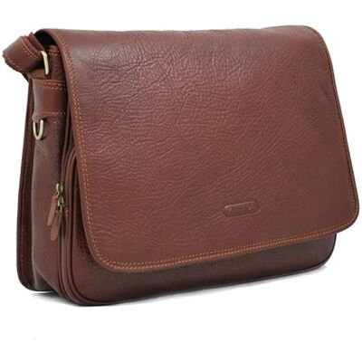 Katana Besace homme en cuir marron 37 x 28 x 11 cm Marron - Publicité Katana Besace homme en cuir marron 37 x 28 x 11 cm Marron - Publicité
