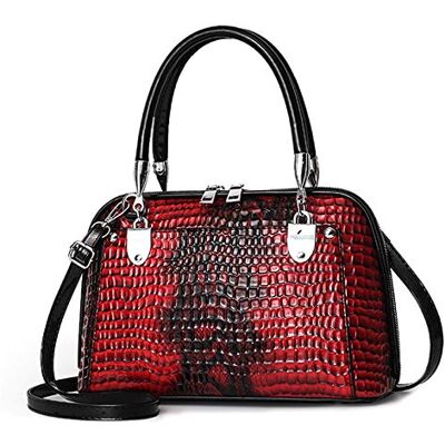 NICOLE & DORIS Femmes Sac à Main Rétro Sac à Bandoulière en Crocodile Sac Messenger en Cuir PU Sacs Portés épaule Classique Petit Cabas rouge - Publicité NICOLE & DORIS Femmes Sac à Main Rétro Sac à Bandoulière en Crocodile Sac Messenger en Cuir PU Sacs Portés épaule Classique Petit Cabas rouge - Publicité